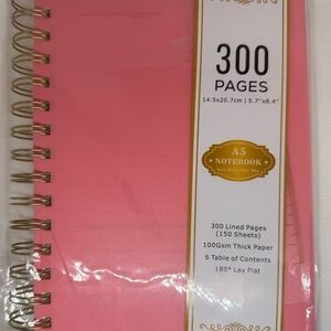 A5 Pink Spiral Notebook - 300 Pages